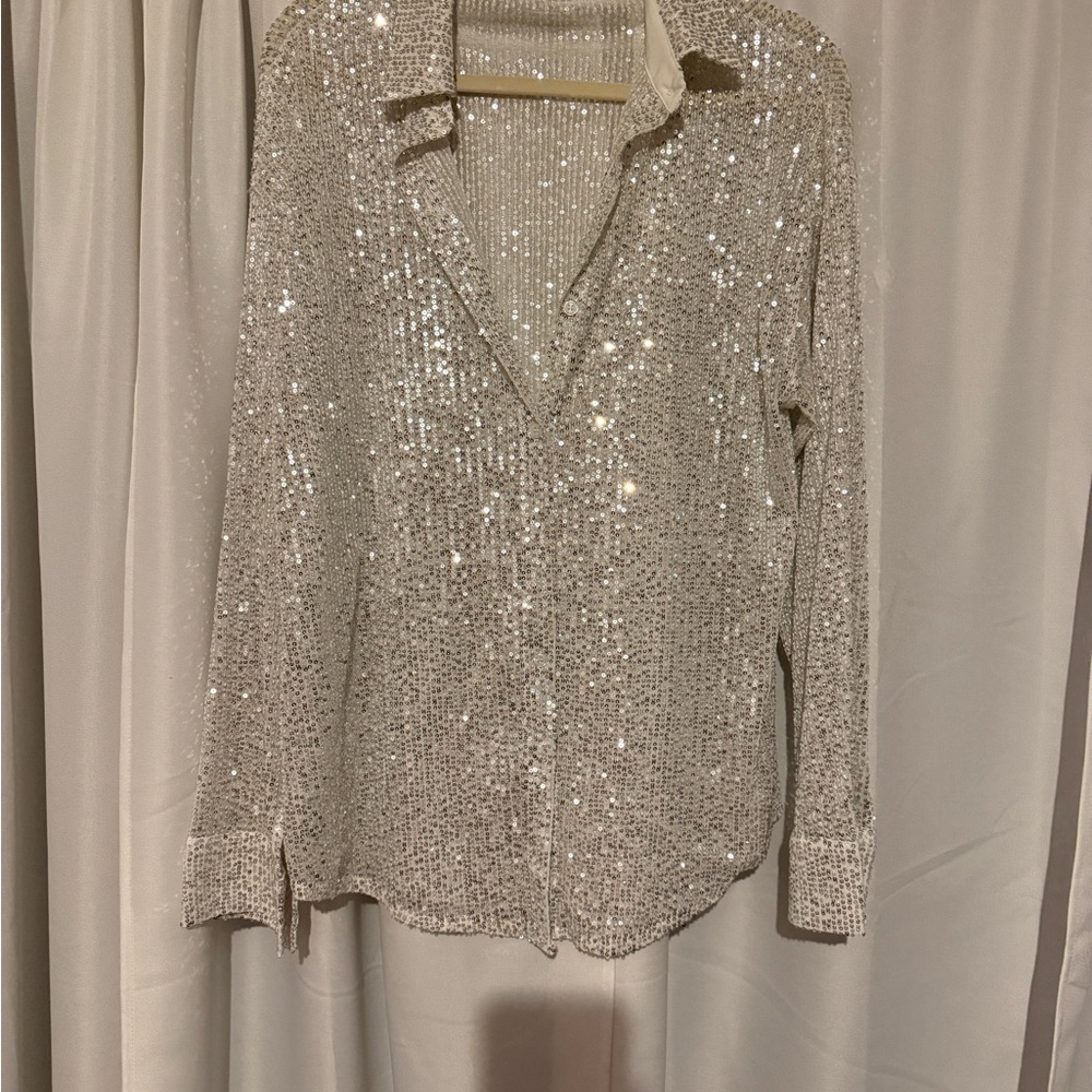 Sequin Embellished Women's Top - Silver